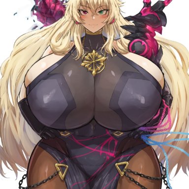 barghest, batako, big breasts, big thighs, blonde hair, breasts, cleavage, fate/grand order, fate/stay night, fate (series), hips, huge breasts, large breasts, long hair, sideboob