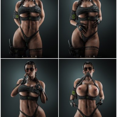 1girls, 3d, 4k, abs, areolae, aviator sunglasses, big breasts, blender, breasts, brown-tinted eyewear, edit, female, high resolution, highres, kisxsfm