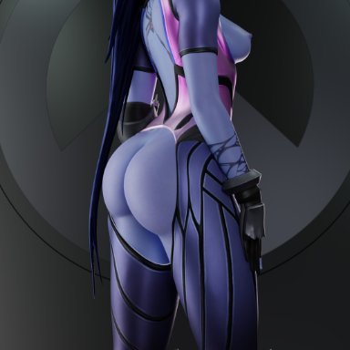 3d, aneesha, ass, female, lipstick, nipples, overwatch, sideboob, solo, tagme, widowmaker