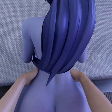 1boy, 1girls, 3d, alternate version available, big ass, big penis, blue hair, blue skin, bubble butt, doggy style, from behind, haydricht, huge ass, large penis, light-skinned male
