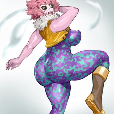 1girls, ass, big ass, big breasts, big butt, black sclera, breasts, female, hero outfit(mha), horns, keigi (artist), large ass, mask, mina ashido, my hero academia