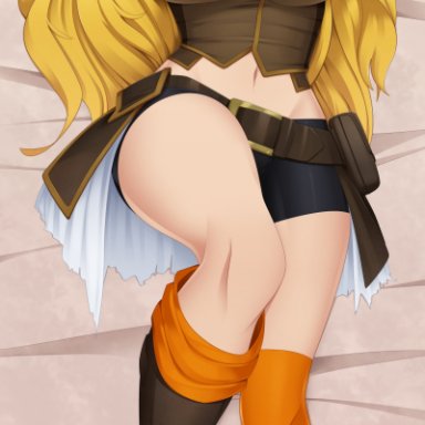 1girls, absurdres, big breasts, dakimakura, female, female only, highres, ravenravenraven, rwby, solo, thick thighs, wide hips, yang xiao long