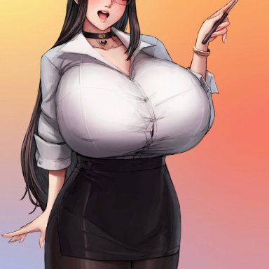 1female, 1females, 1girl, 1girls, black bra, black choker, black hair, black microskirt, black miniskirt, black pantyhose, blush, blushing at viewer, bra, bra peek, bra visible through clothes