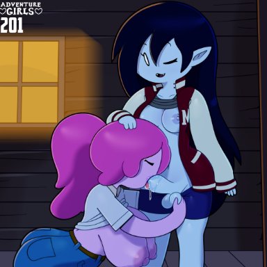 1futa, 1girls, 2020s, 2021, absurd res, adventure time, areolae, ass, belt, big breasts, big penis, black hair, blue bottomwear, breasts, clothed