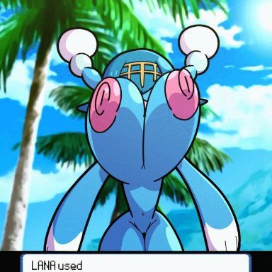 animated, bouncing breasts, brionne, female, huge ass, huge breasts, itsover21, lana (pokemon), navel, nipples, plump, pokémon (species), pokemon, species transformation, transformation