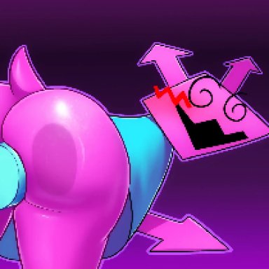 1boy1girl, animated, arrows, artist request, blue shirt, blue skin, blush, cock sleeve, deltarune, female, hand on ass, invisible man, kris, long penis, male