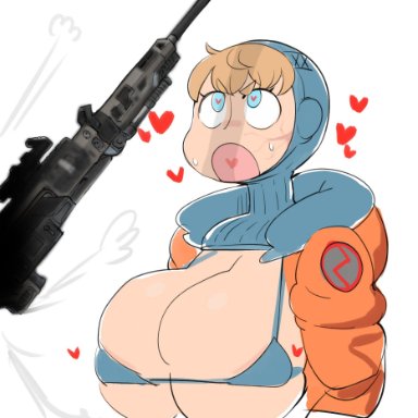 1girls, apex legends, big breasts, blonde hair, blue eyes, breasts, cham22, chamchami, doodle, female, heart-shaped pupils, hearts, huge breasts, large breasts, micro bikini