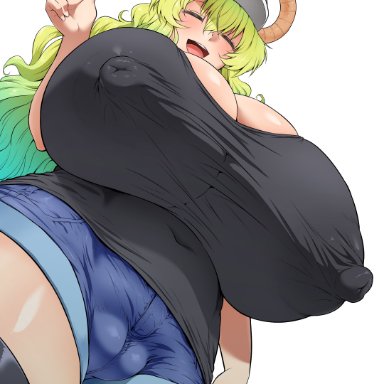 1girls, absurd res, blonde hair, breasts, cameltoe, cap, clothing, denim, denim shorts, dragon horns, dutch angle, erect nipples, erect nipples under clothes, fat mons, female