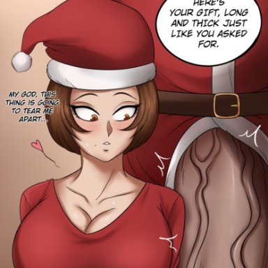 christmas, huge breasts, huge cock, hyper, hyper penis, imminent rape, imminent sex, impossible fit, interracial, original character, psychostuff, santa claus, size difference, veiny penis