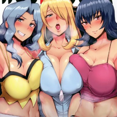 big breasts, blonde hair, cynthia (pokemon), karen (pokemon), pokemon, sabrina (pokemon), sian