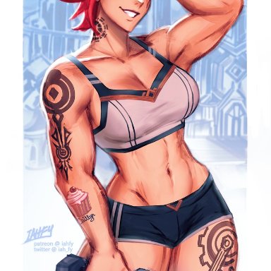 1girls, abs, arcane, breasts, cleavage, female, female only, iahfy, league of legends, muscles, muscular, muscular female, vi