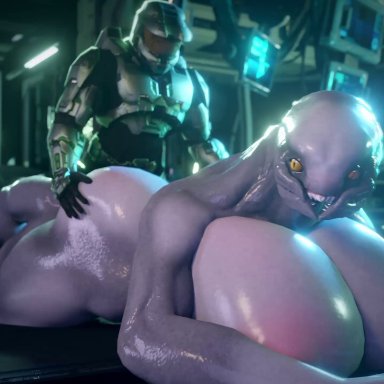 3d, animated, breasts, female, female sangheili, halo (series), sangheili, sex, tagme, twitchyanimation, video