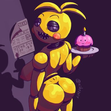 animatronic, ass, big ass, big breasts, big butt, blush, blushing, breasts, cupcake, cupcake (fnaf), female robot, five nights at freddy's, five nights at freddy's 2, holding object, looking at viewer