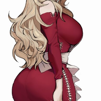 1girls, absurd res, barghest, blonde hair, dat ass, dress, ennuigrl, fate/grand order, fate/stay night, fate (series), female, female only, gawain (fairy knight) (fate), long hair, looking down