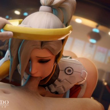 overwatch, nsfw, mercy, Grand Cupido, 3d, animated, blowjob, rule34