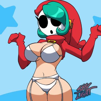 animated, bouncing breasts, dancing, half body, large breasts, mario (series), nintendo, shy gal, skylight (artist), standing, super mario bros., tagme, thick thighs, thighs, underwear