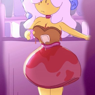 1futa, 2d, adventure time, animated, animated, areolae, autopaizuri, autopaizuri under clothes, bar, bending forward, bending over, bent over, big penis, blush, bodily fluids