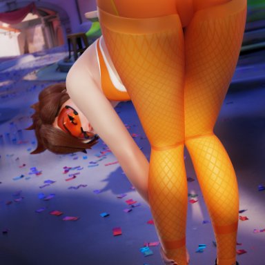 1girls, 3d, ass, bent over, big ass, blender, female, female only, overwatch, solo, tight clothing, tracer, yeero