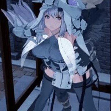 1girls, 3d, against glass, animated, armor, artist request, ayla (punishing: gray raven), crossover, cum, cum drip, from behind, from behind position, full body, fully clothed, genshin impact