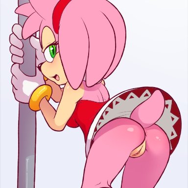 amy rose, pink fur, pink hair, pole dancing, short hair, sonic (series), the other half