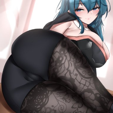 2d (artwork), ass, big ass, big breasts, blue eyes, blue hair, breast spill, breasts, byleth (fire emblem), byleth (fire emblem) (female), female, female only, fire emblem, fire emblem: three houses, kyle (kysizzle)