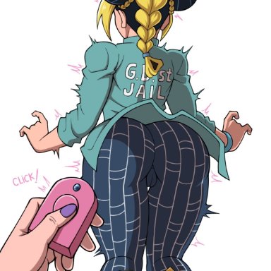 1girls, ass, big ass, big butt, braided hair, female, fully clothed, jojo's bizarre adventure, jolyne kujo, long hair, luckyshazo, sex toy, stone ocean, thick thighs, thighs