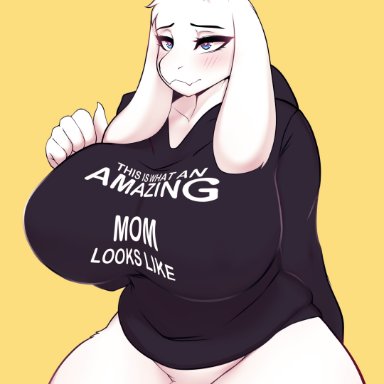 1girls, anthro, big breasts, blue eyes, blush, breasts, female, furry, horns, huge breasts, large penis, mature female, ownychan, solo, standing