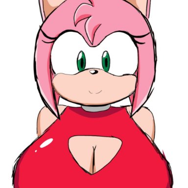 1girls, alternate breast size, amy rose, big breasts, female, pink fur, solo, sonic (series), sonic the hedgehog (series), tagme
