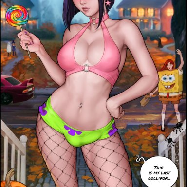 1futa, aroma sensei, bulge, futa only, futanari, penis under clothes, raven, raven (dc), spongebob squarepants, teen titans