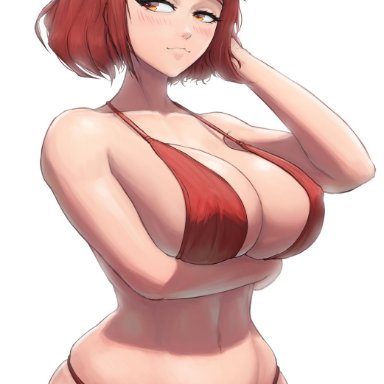1girls, alternate version available, bikini, breast hold, breasts, cleavage, curvy, female, female only, hand behind head, huge breasts, navel, nintendo, pinup, pose