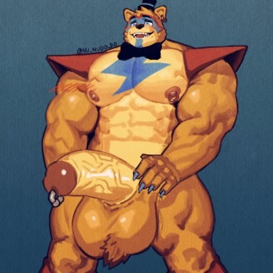 anthro, balls, bara, bear, big balls, big penis, five nights at freddy's, five nights at freddy's: security breach, freddy (fnaf), furry, gay, glamrock freddy (fnaf), male, male only, muscles