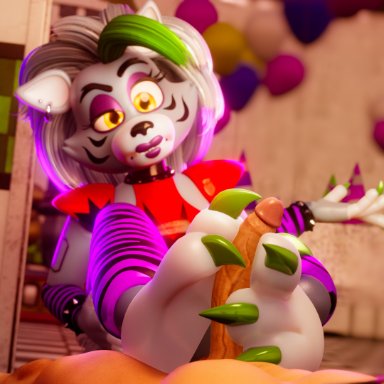 absurd res, anthro, blender (software), duo, feet, female, five nights at freddy's, five nights at freddy's: security breach, foot fetish, foot focus, foot play, footjob, hi res, human, machine