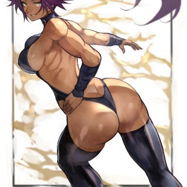 black legwear, bleach, breasts, shihouin yoruichi, yoshio (55level)