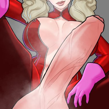 1futa, ann takamaki, balls, big balls, big breasts, big penis, blue eyes, bodysuit, breasts, cleavage, clothed, clothing, erection, futa only, futanari