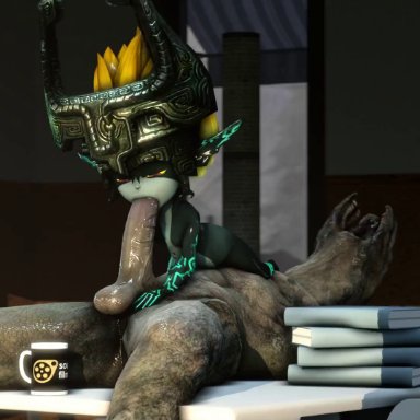 halo (series), the legend of zelda, twilight princess, midna, sangheili, mrdr, 1boy, 1girls, balls, femdom, halo, huge cock, larger male, male sangheili (halo), malesub