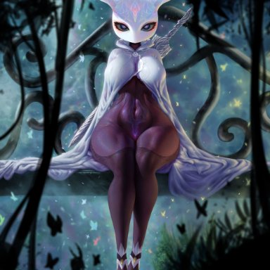 hollow knight, hollow knight (character), raccoon hacking(artist), anthro, bottomless, female, furry, genderswap, insect, knight (hollow knight), tagme
