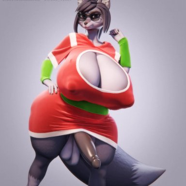 iii oridas iii, anthro, big penis, bouncing breasts, breasts, cleavage, erection, furry, futa only, futanari, huge breasts, looking at viewer, penis, thick thighs, wide hips