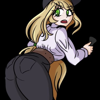 five nights at freddy's, vanessa (fnaf), 1girls, ass, blonde hair, flashlight, freckles, green eyes, security guard, thick ass, thick thighs, thighs, tagme