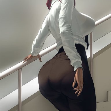 makima (chainsaw man), infi mt, ass, red hair, thick thighs, tight clothing