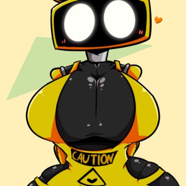 five nights at freddy's, wet floor bot (fnaf), treshbaggy, 1girls, big breasts, black skin, bodysuit, breasts, cleavage, clothed, clothing, female, female only, fully clothed, hourglass figure