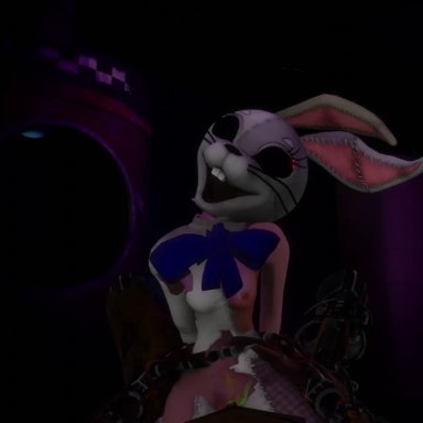 five nights at freddy's, glitchtrap, springtrap, springtrap (fnaf), vanny (fnaf), william afton, animatronic, areola, bunny ears, bunnysuit, cum in pussy, cum inside, destroyed clothing, female focus, female on top