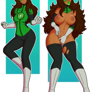 dc, dc super hero girls, green lantern, jessica cruz, wrenzephyr2, ass expansion, before and after, bimbo, bimbofication, brain drain, brainwashing, breast expansion, eye color change, female, female only