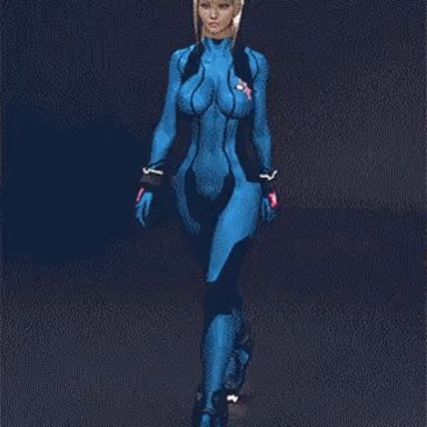 metroid, samus aran, zero suit samus, 1girls, areola bulge, ass, big ass, big breasts, blonde hair, bouncing breasts, catwalk, curvy female, curvy figure, jiggle, jiggling ass