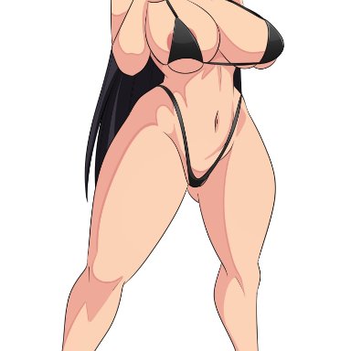 one piece, boa hancock, deckman, mrdeck, 1girls, areola slip, areolae, bikini, black hair, blue eyes, breasts, cleavage, earrings, female, female only