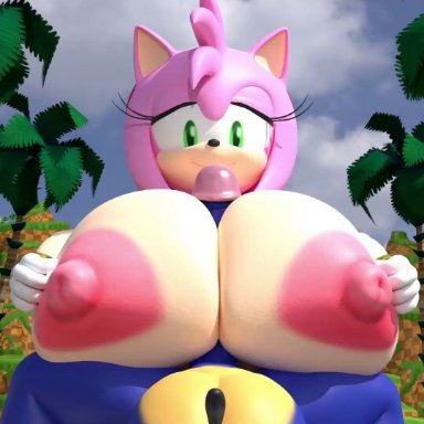 sonic (series), amy rose, sonic the hedgehog, minttoo, 1boy, 1girls, anthro, anthro on anthro, big breasts, big penis, breasts, completely nude, female, furry, huge breasts