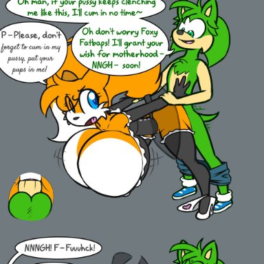 sega, sonic (series), sonic the hedgehog (series), fan character, tails, norithics, accessory, anthro, aroused, ass, balls, bangs, big breasts, big butt, big penis