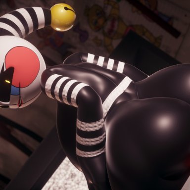 five nights at freddy's, five nights at freddy's 2, marionette (fnaf), puppet (fnaf), security puppet (fnaf), luiske476, merellyn, big breasts, big butt, big thighs, black skin, cute, dark skin, fnaf, smile