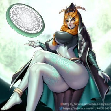 the legend of zelda, midna, niur, markings, navel, thick thighs, thighs, tagme