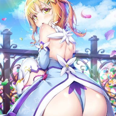 original, natsusora wakana, nobady, 1boy, ass, big ass, big butt, butt, crouching, dat ass, fat ass, femboy, large ass, looking at viewer, looking back