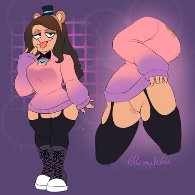 five nights at freddy's, lizielewddle (character), lizielewddle, peonypetals, 1girls, ass, back, back view, brown hair, dark-skinned female, dark skin, female, female focus, female only, hair